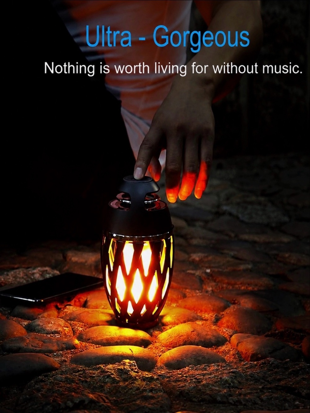 DIKAOU Outdoor LED Flame Bluetooth Speaker for iPhone iPad Android New in Box